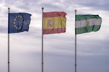 Banderas Comunidad Europea,España,Andalucía
