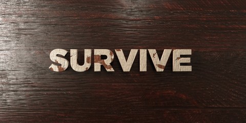 Survive - grungy wooden headline on Maple  - 3D rendered royalty free stock image. This image can be used for an online website banner ad or a print postcard.