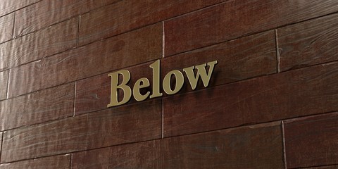 Below - Bronze plaque mounted on maple wood wall  - 3D rendered royalty free stock picture. This image can be used for an online website banner ad or a print postcard.