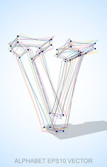 Vector illustration of a Multicolor sketched V. Hand drawn 3D V.