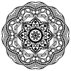 Black mandala on white background. Vector ornament for your design.