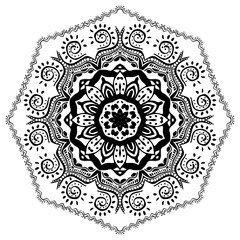 Black mandala on white background. Vector ornament for your design.