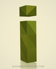 Abstract Khaki 3D polygonal I with reflection. EPS 10 vector.