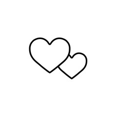 couple of hearts love romantic outline line icon black on white