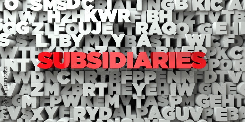 Fototapete subsidiaries - red text on typography background - 3d rendered royalty free stock image. this image 