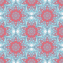 Seamless pattern with mandalas in beautiful colors for your design. Vector ornaments, background.