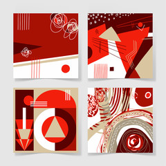 set of 4 posters with abstract trendy pattern background