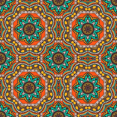 Seamless pattern with mandalas in beautiful colors for your design. Vector ornaments, background