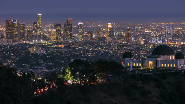 Los Angeles Sunset to Night City Timelapse Zoom