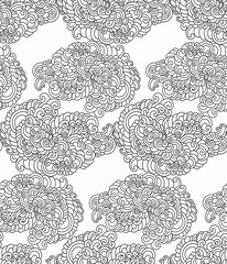 Swirls seamless background pattern. Monochrome  vector illustration hand drawn. Wrapping paper, fabric swatch.