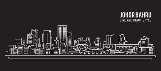 Cityscape Building Line art Vector Illustration design - Johor Bahru city