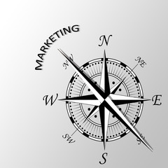 Illustration of marketing written aside compass