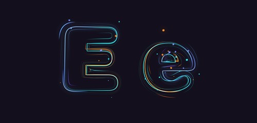 3d rendering colorful strokes and particles typeface illustration on dark background e