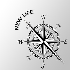 Illustration of new life written aside compass
