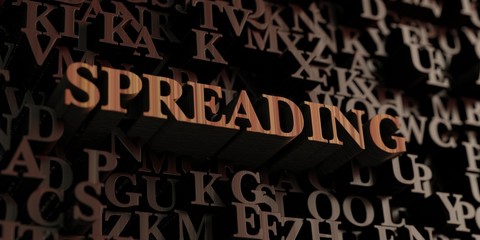 Spreading - Wooden 3D rendered letters/message.  Can be used for an online banner ad or a print postcard.