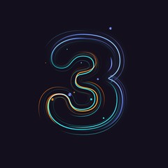 Obraz premium 3d rendering colorful strokes and particles typeface illustration on dark background 3