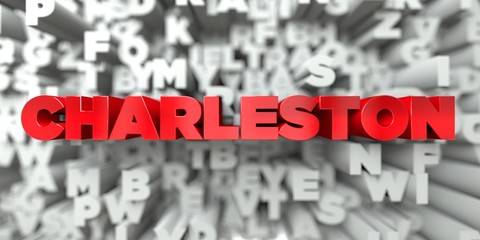 CHARLESTON -  Red text on typography background - 3D rendered royalty free stock image. This image can be used for an online website banner ad or a print postcard.