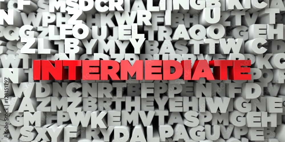 Fototapete intermediate - red text on typography background - 3d rendered royalty free stock image. this image 