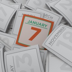 3d rendering random calendar pages january 7