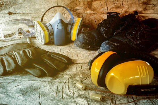Standard construction safety equipment.safety first, health and safety.Personal Protection Equipment