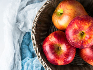 Apples in basket. Top view. Healthy eating