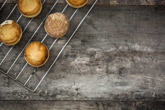 Traditional Christmas Shortbread On Wooden Table
