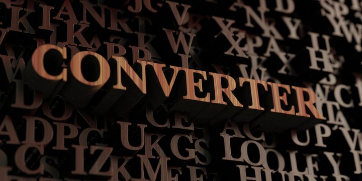 Converter - Wooden 3D rendered letters/message.  Can be used for an online banner ad or a print postcard.