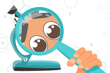 Colorful illustration with scientific instruments and equipment for research. Vector