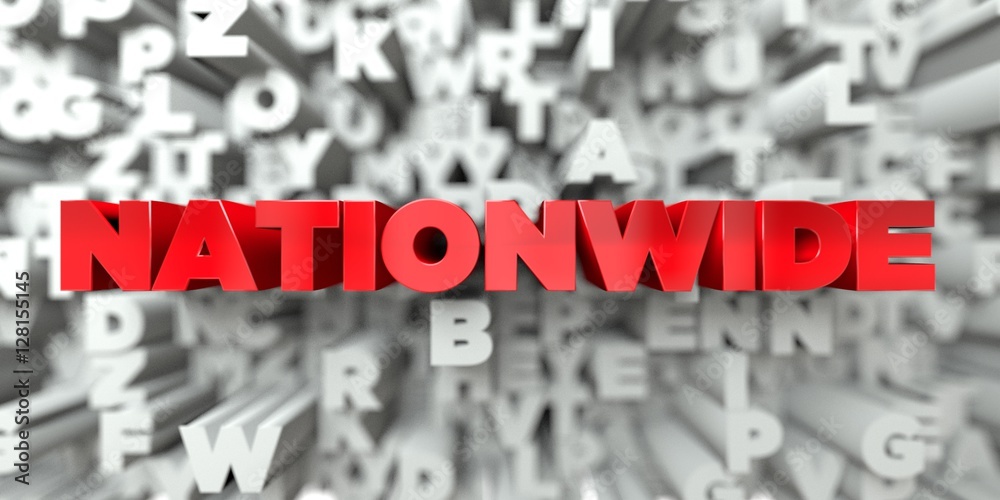 Fototapete nationwide - red text on typography background - 3d rendered royalty free stock image. this image ca