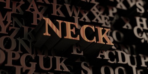 Neck - Wooden 3D rendered letters/message.  Can be used for an online banner ad or a print postcard.