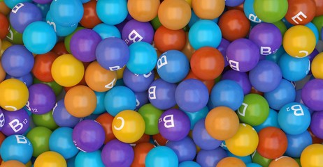 3d rendering colorful vitamins illustration