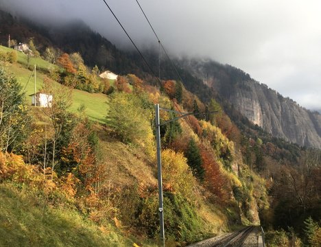 Herbstliche Alpenlandschaft an der Rigibahntrasse