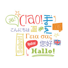 Word hello in different languages © flycatdesign