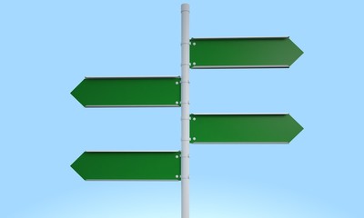 3d rendering green road signs illustration blank mock-up