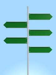 3d rendering green road signs illustration blank mock-up