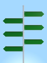 3d rendering green road signs illustration blank mock-up