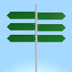 3d rendering green road signs illustration blank mock-up