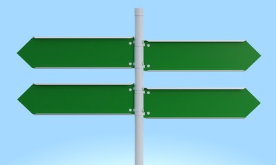 3d rendering green road signs illustration blank mock-up