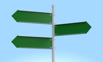 3d rendering green road signs illustration blank mock-up