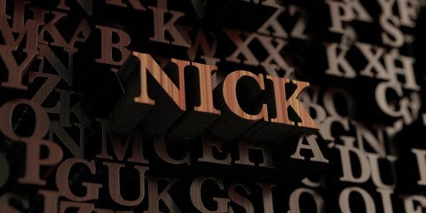 Nick - Wooden 3D rendered letters/message.  Can be used for an online banner ad or a print postcard. - obrazy, fototapety, plakaty