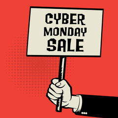 Poster in hand, business concept with text Cyber Monday