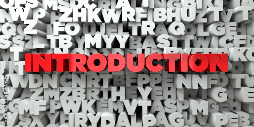 Wall mural introduction - red text on typography background - 3d rendered royalty free stock image. this image 