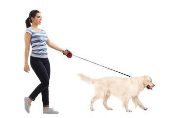 Woman walking her dog