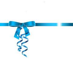 Elegant ribbon bow with streamers in blue
