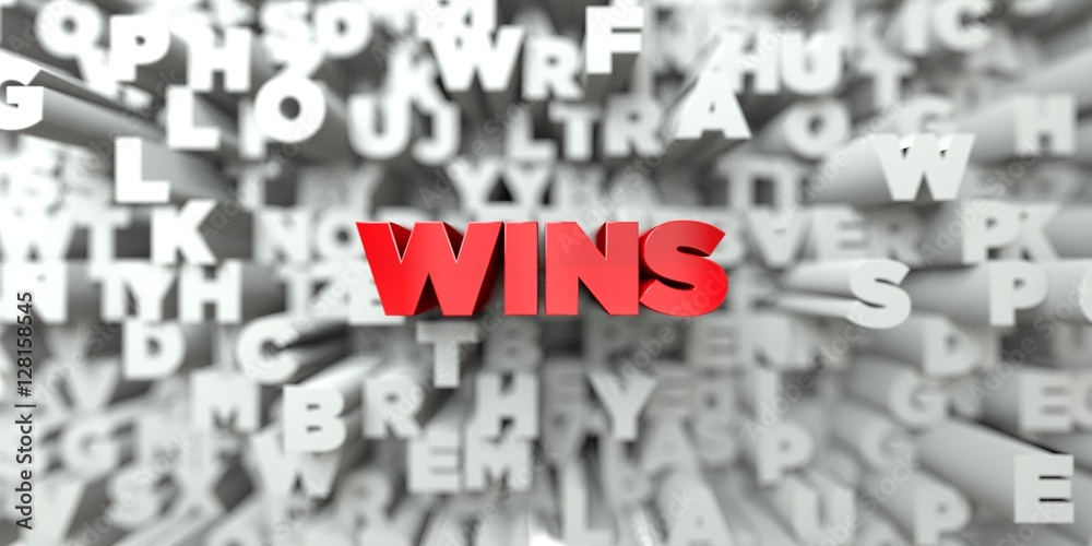 Fototapete wins - red text on typography background - 3d rendered royalty free stock image. this image can be u