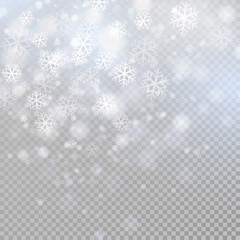 Bokeh light gray sparkles on transparency background Glowing particles element for special effects.Vector illustration