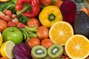 Naklejka na ściany i meble Arrangement various fresh fruits for healthy