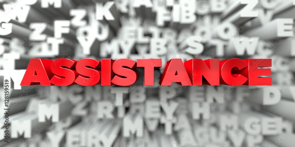 Fototapete assistance - red text on typography background - 3d rendered royalty free stock image. this image ca