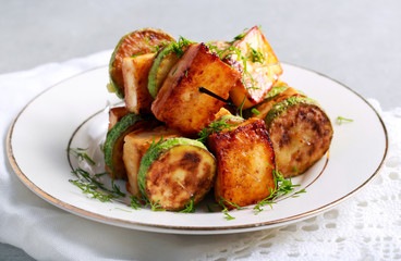 Zucchini and panir snacks on  sticks