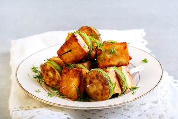Zucchini and panir snacks on  sticks